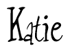 The image is of the word Katie stylized in a cursive script.
