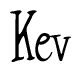 The image contains the word 'Kev' written in a cursive, stylized font.