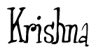 The image is a stylized text or script that reads 'Krishna' in a cursive or calligraphic font.
