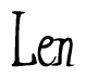 The image contains the word 'Len' written in a cursive, stylized font.