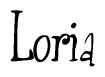 The image is of the word Loria stylized in a cursive script.