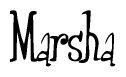 The image is of the word Marsha stylized in a cursive script.