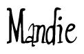 The image is a stylized text or script that reads 'Mandie' in a cursive or calligraphic font.