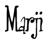 The image is a stylized text or script that reads 'Marji' in a cursive or calligraphic font.
