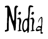 The image contains the word 'Nidia' written in a cursive, stylized font.