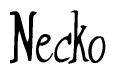 The image is of the word Necko stylized in a cursive script.