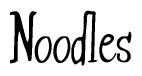 The image contains the word 'Noodles' written in a cursive, stylized font.