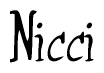 The image contains the word 'Nicci' written in a cursive, stylized font.