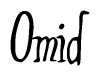 The image contains the word 'Omid' written in a cursive, stylized font.