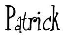 The image is of the word Patrick stylized in a cursive script.