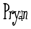 The image contains the word 'Pryan' written in a cursive, stylized font.
