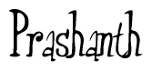 The image is of the word Prashanth stylized in a cursive script.