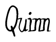 The image is a stylized text or script that reads 'Quinn' in a cursive or calligraphic font.