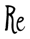 The image contains the word 'Re' written in a cursive, stylized font.