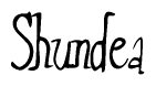 The image is a stylized text or script that reads 'Shundea' in a cursive or calligraphic font.