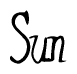 The image is a stylized text or script that reads 'Sun' in a cursive or calligraphic font.