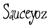 The image is of the word Sauceyoz stylized in a cursive script.