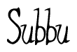 The image contains the word 'Subbu' written in a cursive, stylized font.