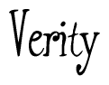 The image contains the word 'Verity' written in a cursive, stylized font.