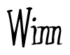 The image is a stylized text or script that reads 'Winn' in a cursive or calligraphic font.