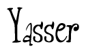 The image contains the word 'Yasser' written in a cursive, stylized font.