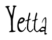 The image contains the word 'Yetta' written in a cursive, stylized font.