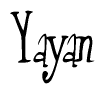 The image is of the word Yayan stylized in a cursive script.