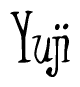 The image is of the word Yuji stylized in a cursive script.