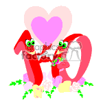 The image features the numbers 1 and 0 with cartoonish faces, arms, and legs, holding a bouquet of flowers and standing next to each other to form the number 10. Behind them is a large pink heart. The scene is surrounded by smaller flowers and greenery, suggesting a celebratory or birthday theme.