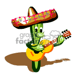 clipart - Cactus playing the guitar.