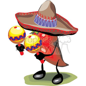 Chili pepper playing the maracas clipart.