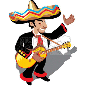 Mexican man playing the guitar for Cinco De Mayo clipart. Commercial use image # 369842