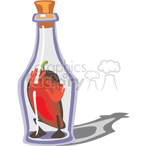 Pepper stuck inside a hot sauce bottle clipart. Commercial use image # 369847
