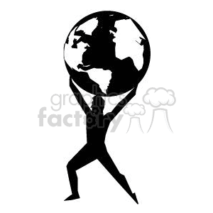 vector vinyl-ready vinyl ready black white environment globe earth world man strong holding stress logo symbols designs element eco global strong man 
