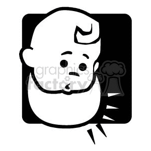 Black and White Baby with a bib clipart.