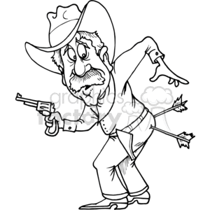 black and white cowboy with arrow in his butt clipart. Commercial use image # 372067