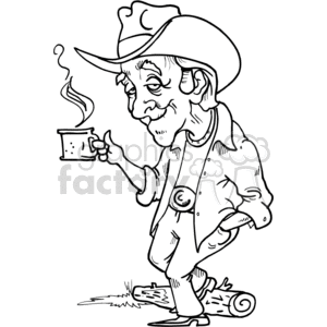 western clip art images graphics vector cowboy cowboys old timer coffee drink drinking drunk beer black and white line lines vinyl-ready vinyl ready mexican symbols boot boots silhouette draw