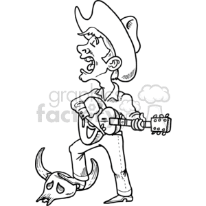 western cowboy cowboys country singer singers guitar guitars music playing skull drunk drinking beer black+white line lines symbols boot boots silhouette