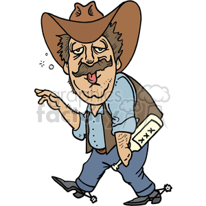 drunk cowboy holding a bottle of whiskey clipart. Royalty-free image # 372137
