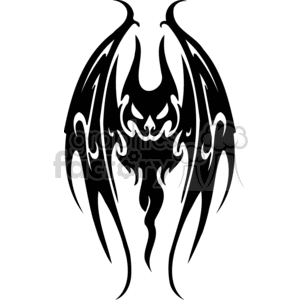 Black and white evil looking bat, forward facing clipart. Commercial use image # 372969