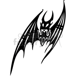 black and white evil looking bat in mid-flight clipart. Royalty-free image # 372984