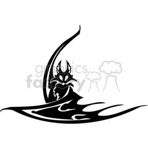 Black and white scary bat sitting with unusually positioned wings clipart. Commercial use image # 372989