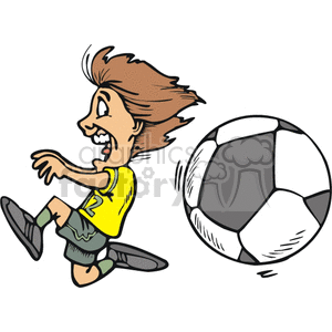 Girl soccer player running from a huge ball. clipart. Commercial use image # 169792