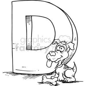 cartoon letter D with dog clipart.