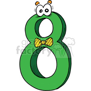 vector alphabet alphabets cartoon funny numbers number 8 eight green