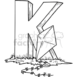 White letter K with kite clipart. Royalty-free image # 373559