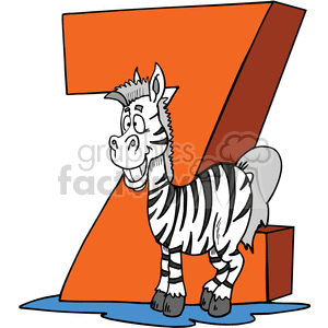 Cartoon letter Z with funny Zebra clipart. Commercial use icon # 373569
