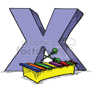 vector alphabet alphabets cartoon funny letter letters x xylophone xylophones music instrument instruments