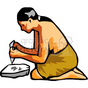Native American lady pouring berries clipart. Royalty-free image # 158540