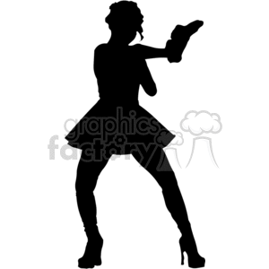 clipart - silhouette of a girl holding a gun.